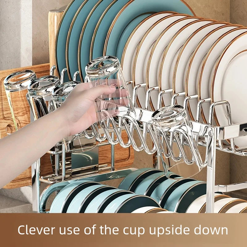 stainless steel kitchen storage rack, bowl and plate storage box, draining rack, multifunctional home storage rack for bowls