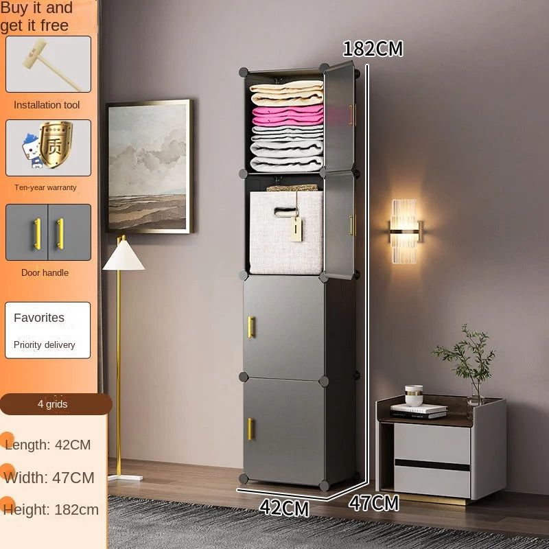 New Simple Wardrobe Clothes Assembly Plastic Collapsible Sturdy Dustproof Cabinets Dressers Cube Storage Locke Closet Furniture