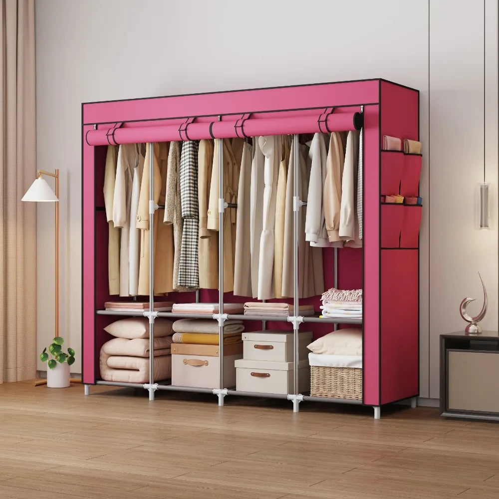 Portable Closet Large Household Multi-laye Economy Fabric Wardrobe Dustproof Rental Room Single Person Closet Clothes Organizer