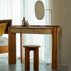 Simple Rattan Vanity Tables Woman Brown Adult Unique Makeup Desk Dressers Drawers Mirror Storage Penteadeira Furniture Home