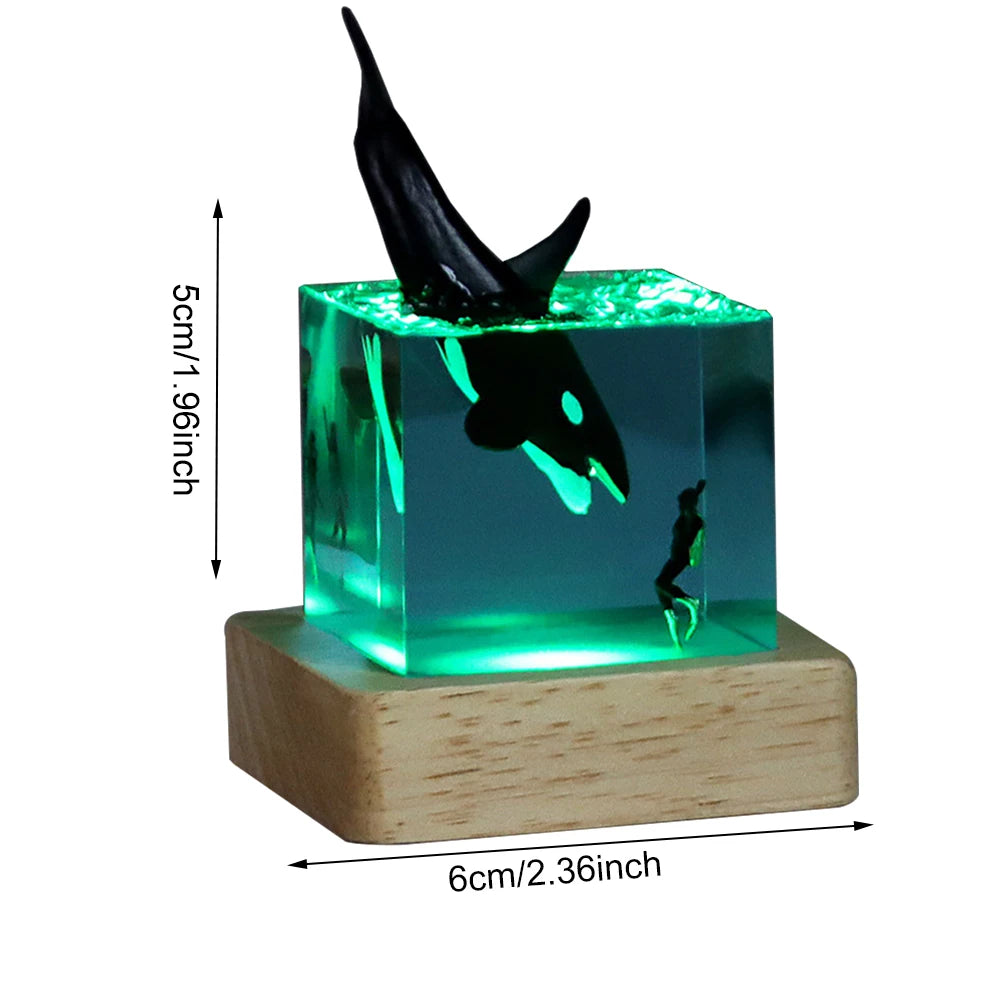 Whale Diver Ocean Decoration with Light Decorative Marine Whale Decor Beluga Killer Whale Megalodon Home Room Decor