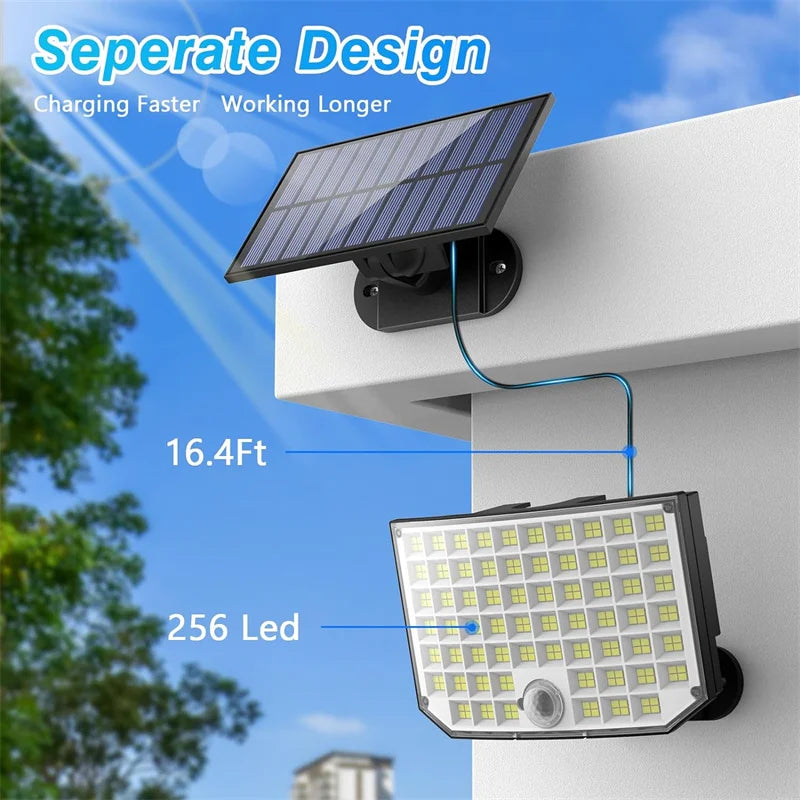 256 LED Solar Motion Sensor Security Lights - Waterproof Outdoor Flood Lights | AlluCanFind