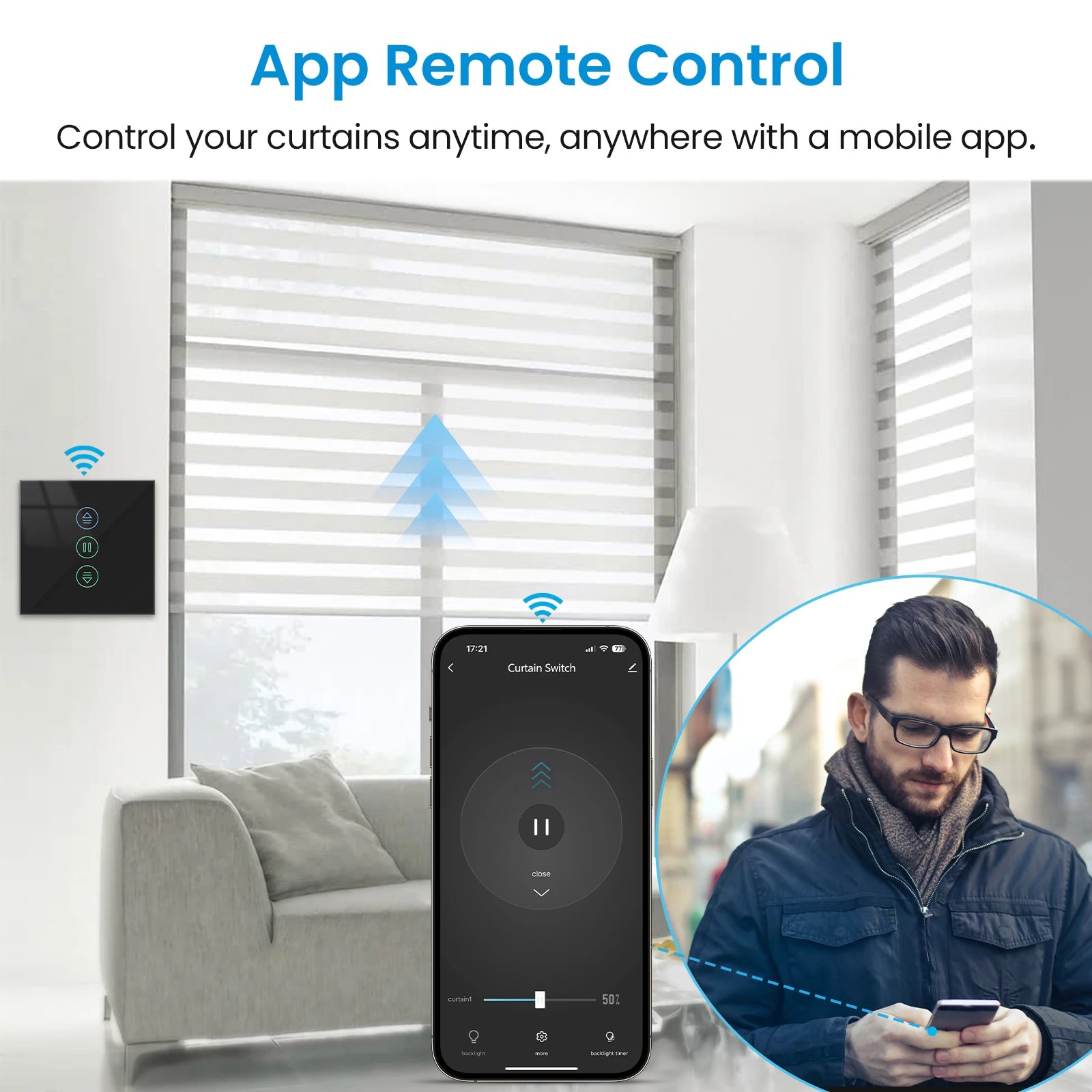 LoraTap Tuya Smart Life Roller Shutter Blinds Black Switch and Remote Percentage Control Timer Work with Google Assistant Alexa