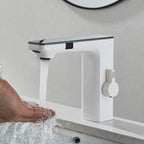 Gun Grey Smart Sensor Basin Faucet Digital Display Screen Hot Cold Water Mixer Tap Vanity Touchless Faucet For Bathroom Basin