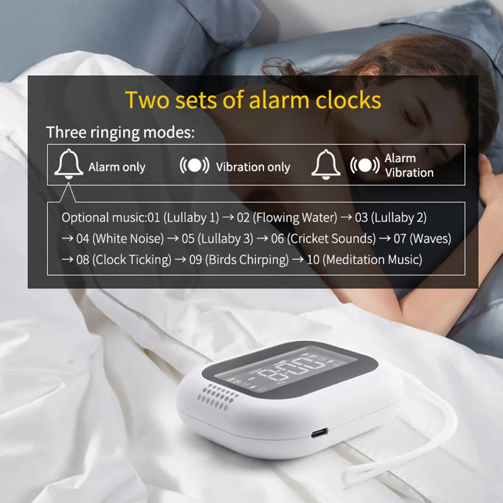 Rechargeable  Vibrating Alarm Clock Wireless Loud Alarm Clock With White Noise Deep Sleep Digital Travel Clock Snooze Function