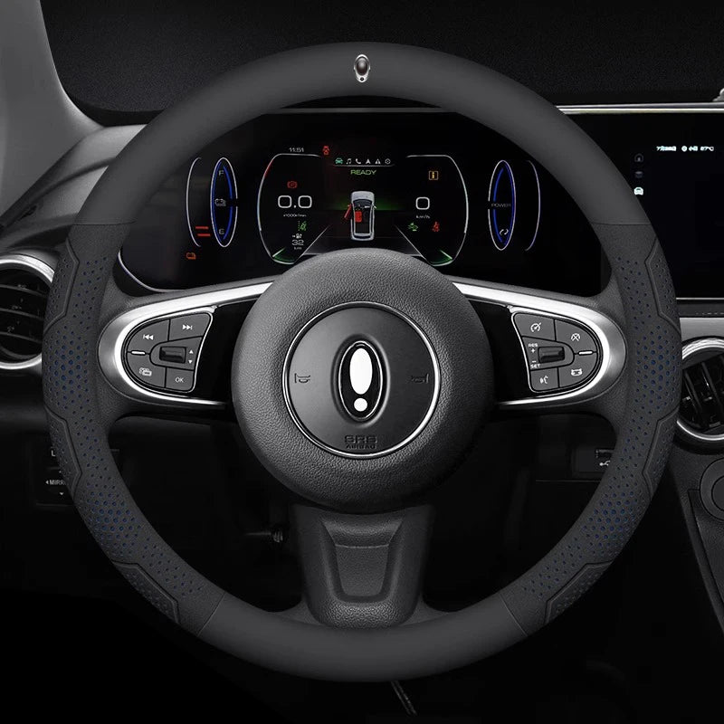 For Great Wall ORA iQ Good Cat GT Funky Cat Ballet Cat EV Flash Cat Carbon fiber Suede Car Steering Wheel Cover Auto Accessories