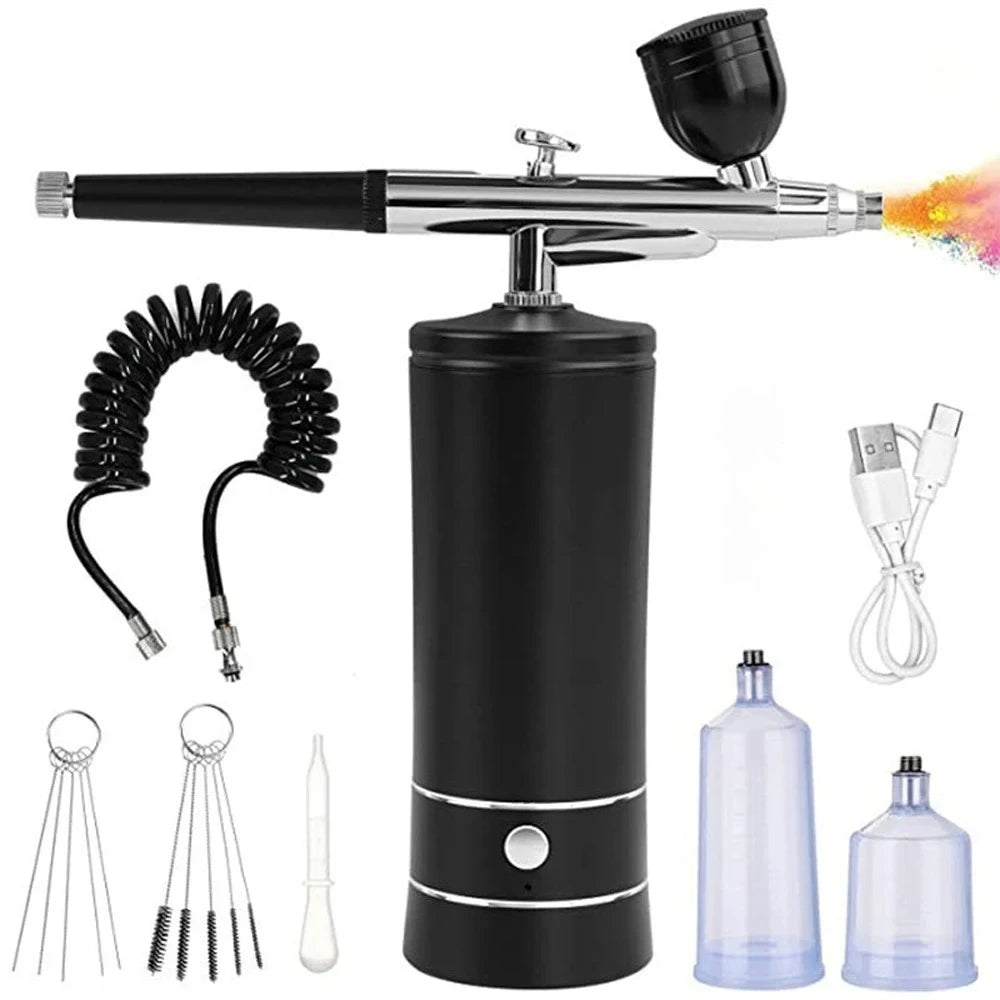 Airbrush Nail With Compressor Portable Air Brush Nails Compressor For Nail Art Paint Model Painting Crafts Wireless Spray Gun