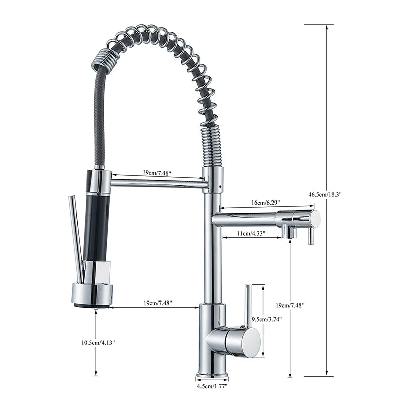 Wanmivezlo Pull Down Kitchen Sink Faucet Hot Cold Water Mixer Crane Tap with Dual Spout 360 Rotation High Faucet Deck Mounted
