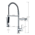 Wanmivezlo Pull Down Kitchen Sink Faucet Hot Cold Water Mixer Crane Tap with Dual Spout 360 Rotation High Faucet Deck Mounted