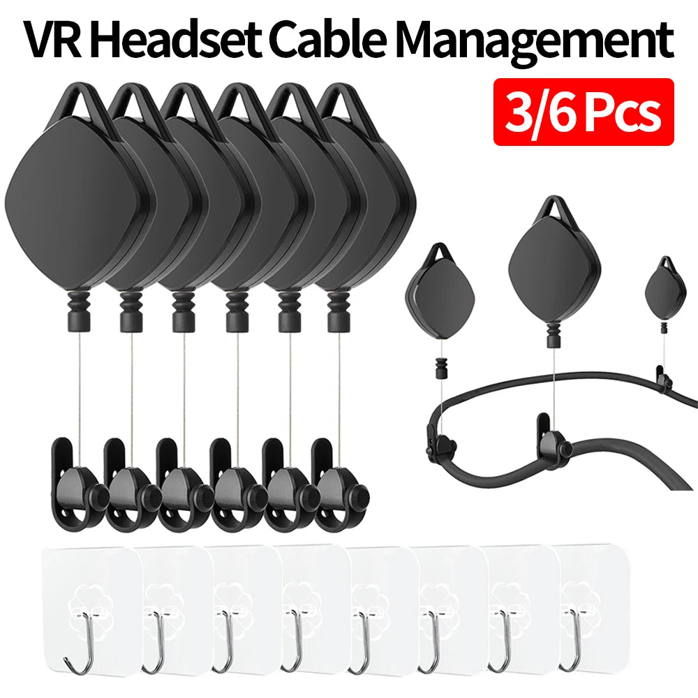 Universal Silent VR Cable Hook Helmet Cable For Oculus Quest 2/Quest 3/Pico 4/PS VR2 Hook Cable Organizer Automatic System