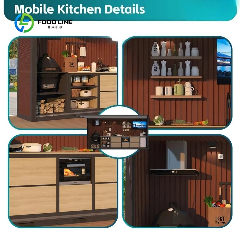 Customized All-In-One Portable Outdoor Kitchen System Built-In Grill Refrigerator Drawers Easy Installation Modular Design