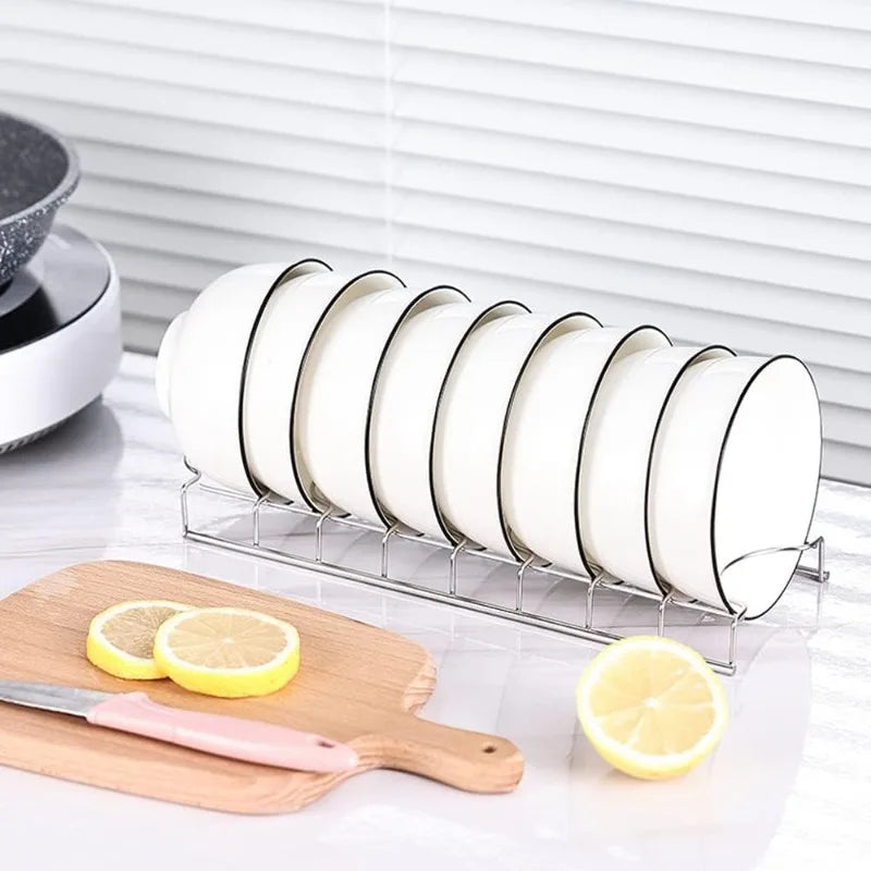 Stainless Steel Dish Storage Rack Desktop Drain Rack Household Bowl Rack Plate Rack Save Space Kitchen Dish Organizer