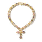 Colorful Flower Cuban Chain - Full Paved Iced Out Baguette CZ Hip Hop Necklace | AlluCanFind