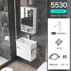 Minimalist Mini Bathroom Cabinet with Side Storage Ceramic Integrated Basin Bathroom Vanity Cabinet with Sink Bathroom Furniture
