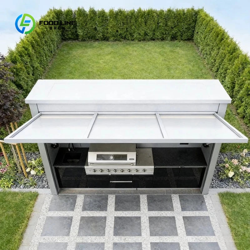 Customized Waterproof Durable Smart Electric BBQ Grill Garden Courtyard Cooking Modular Outdoor Kitchen Cabinet Furniture Set