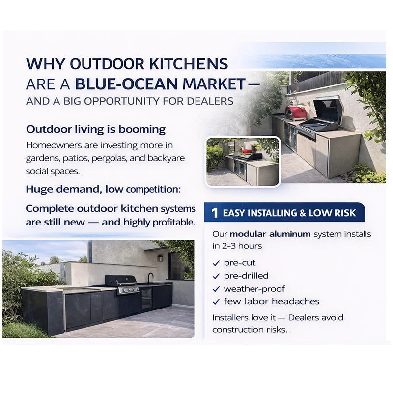 Cuisine Exterieur Aluminium Outdoor Kitchen Set With BBQ Pod And Modular Cabinets For Outdoorkche Summer Kitchen Unit Customize