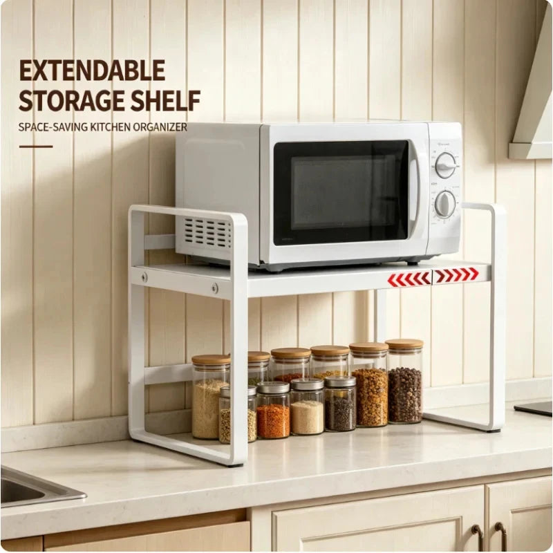 Multi Level Expandable Kitchen Cabinet Rack Layered Storage Organizer Space Saving for Seasonings Dishes Home Use