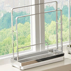 Stainless Steel Kitchen Cloth Storage Rack, Magic Organizer for Dishcloths, Water-Draining Rack for Windowsill and Sink Gaps, Narrow Towel Holder