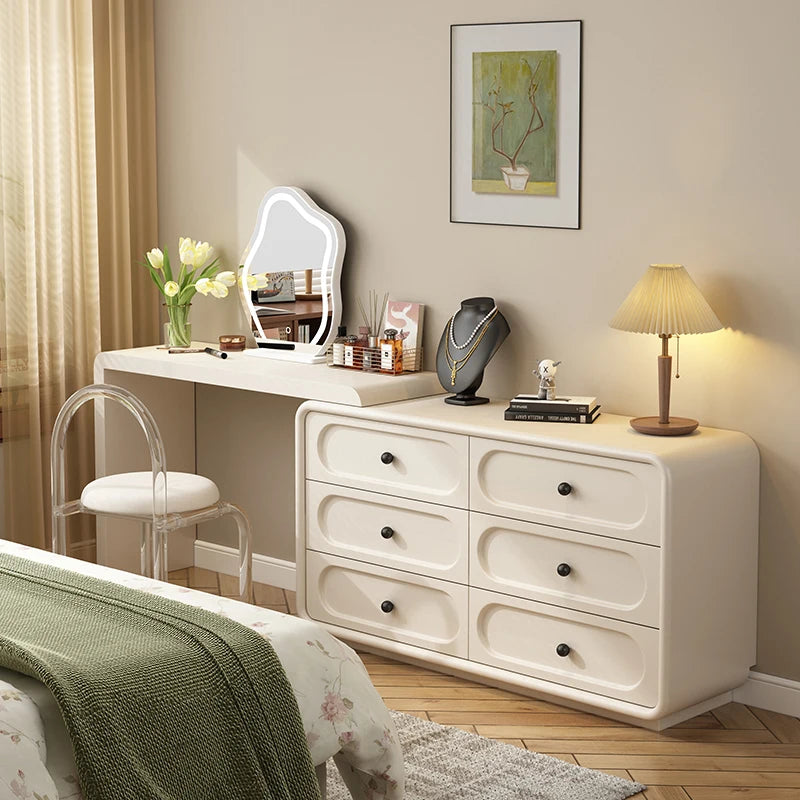 European Cream Dressing Table Storage Light Luxury Desgin Console Vanity Table Modern Drawers Penteadeira Postmodern Furniture