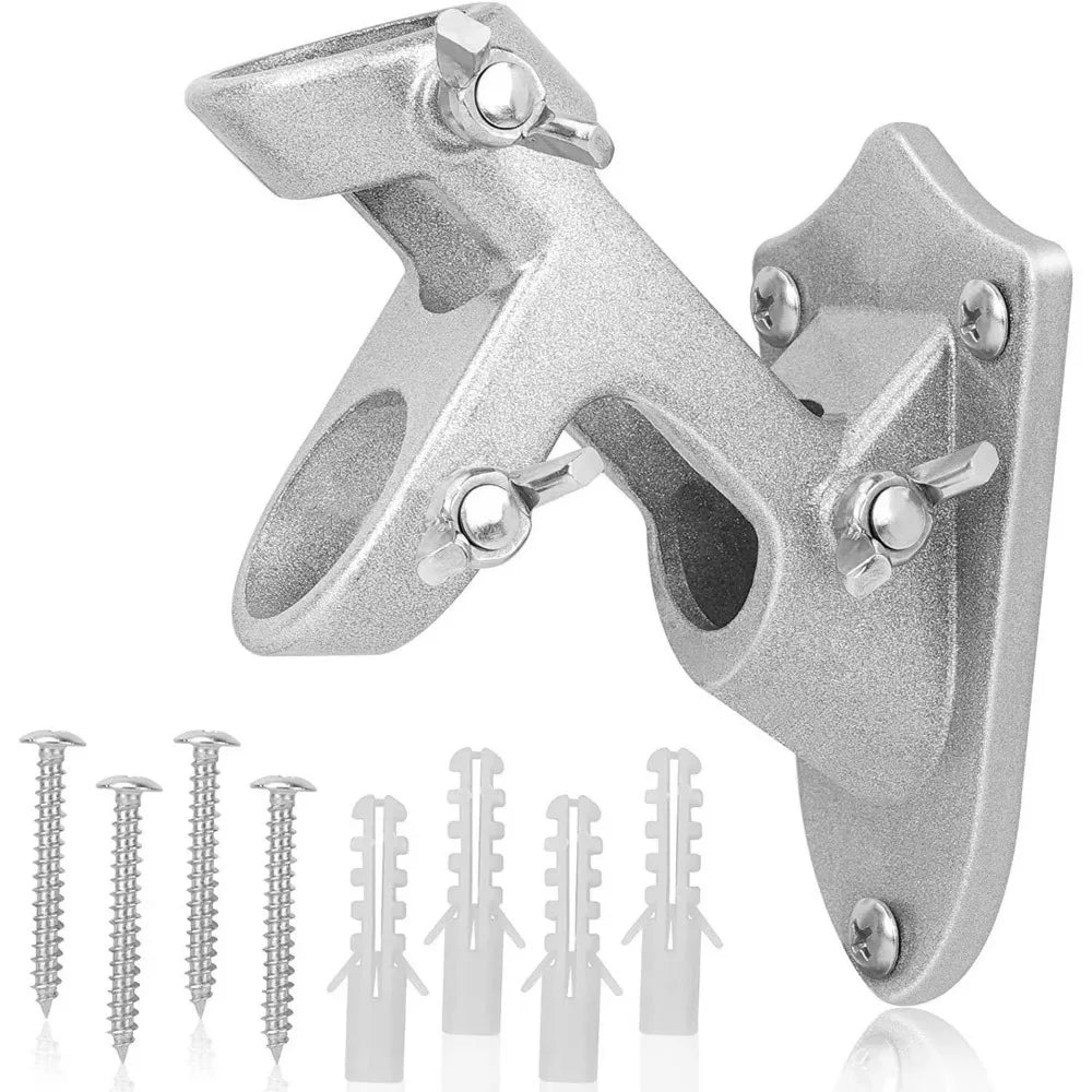 Rust Free Wall Flag Pole Holder Double Hole Wall-mounted Flagpole Bracket Waterproof Easy To Install Flagpole Mounting Base