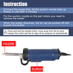 Tin Sucker Remove Pump Portable with 3 Suction Nozzle Vacuum Soldering New Desoldering Machine Electric Solder ADT03 Automatic