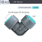 9/12MM PE Tubing Fittings 3/8'' PE Watering Hose Quick Connector for Garden Tubing Joints Tee Straight Elbow Valve Plug Stakes