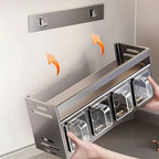 1 Equipped Kitchen Seasoning Shelf, No Drilling, Wall Hanging, Countertops, Cabinets, Multi-Functional Seasoning Storage Shelf