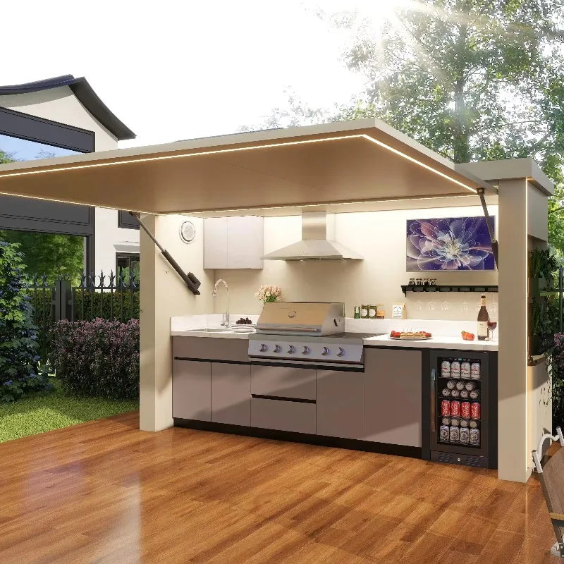 Luxury Stainless Steel Outdoor Kitchen Sink Station With Integrated Storage And Insulated Cooler Customize