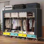 Large Fabric Wardrobe Portable Closet Organizer Multi-layer Dustproof Storage Cabinet for Rental Room or Bedroom