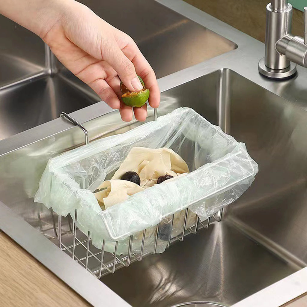 Kitchen Sponge Holder Stainless Steel Sponge Caddy Towel Drain Rack Wall Mounted Kitchen Sink Organizer