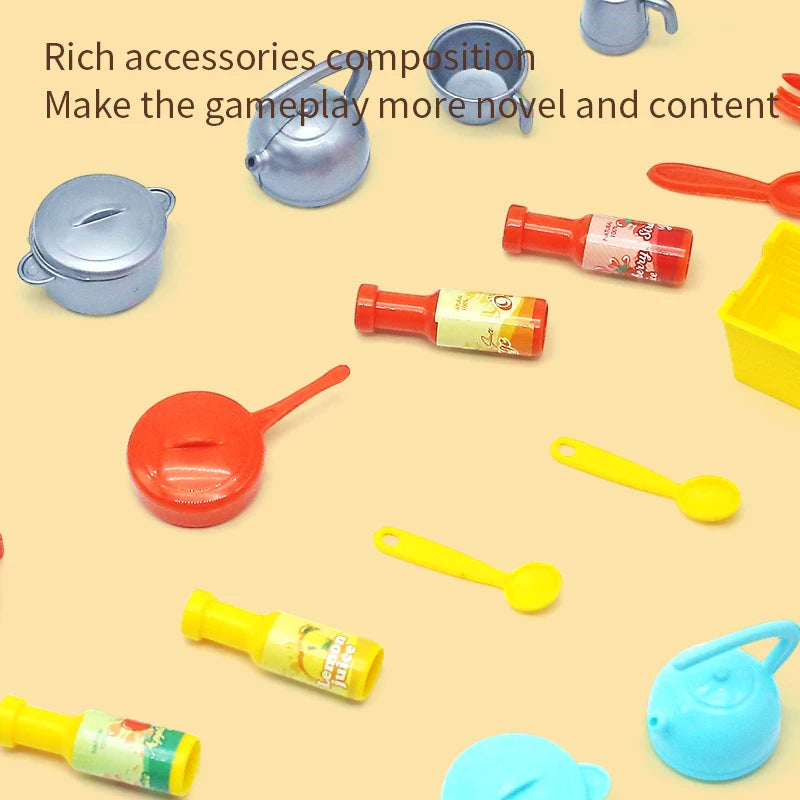 DIY Kid Play House Simulation Kitchen Pretend Toys Kitchenware Lighting and Sounds Cooking Game Set Children Fun Educational Toy