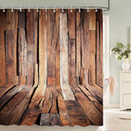 3D Retro Old Wood Pattern Shower Curtains Europe and America Style Printed Bath Curtain Waterproof Bathroom Shower Curtain