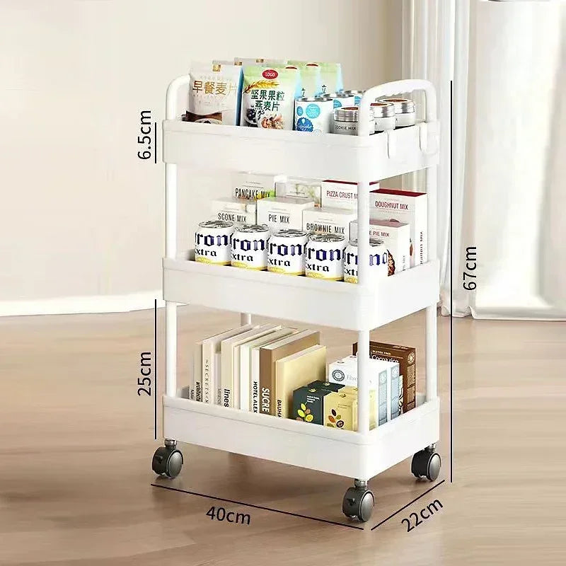 3/4 Tier Durable Rolling Trolley Multi-storey Cart Storage Shelf Movable Gap Storage Rack Kitchen Bathroom Slim Slide Organizer