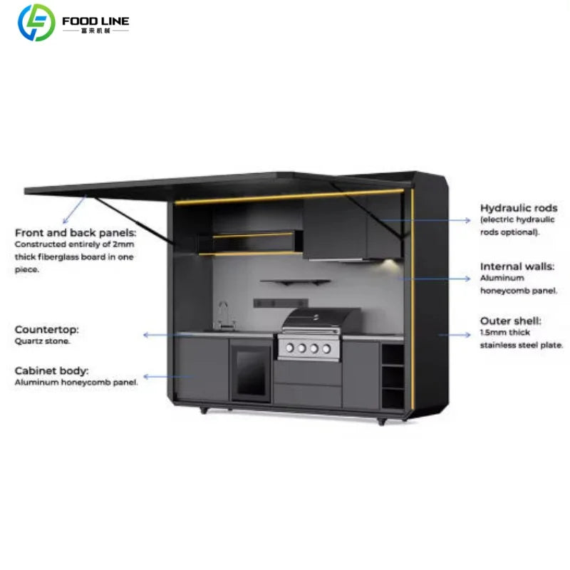 Outdoor Kitchen Waterproof Steel Island for Hotel Use Backyard Garden Courtyard Barbecue Factory Direct Sale Customized