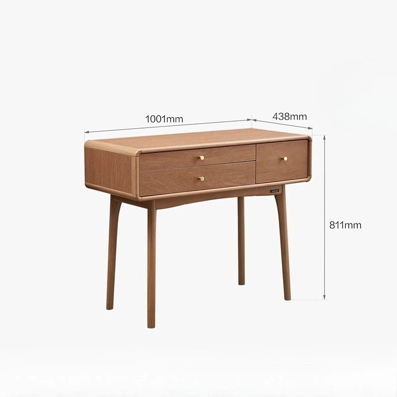 Dresser Bedroom Household Small Apartment Solid Wood Leg Makeup Table With Makeup Mirror Vanity Desk With Light Mirror With Seat