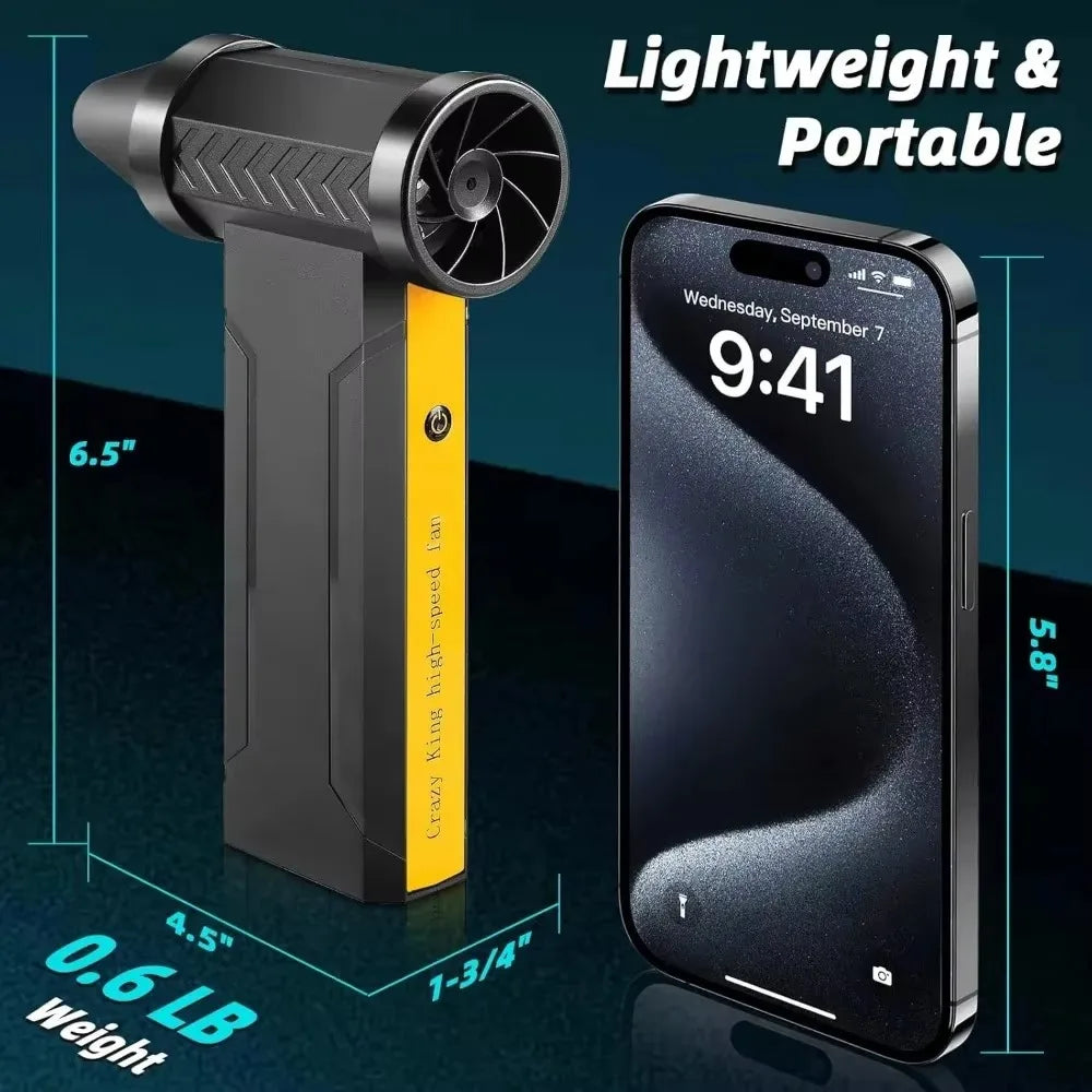 New 160000RPM Turbo Jet Fan Brushless Motor Handheld Duct Fan  60M/S 10000MAH Portable Type-C Charging For Indoor  & Outdoor Use