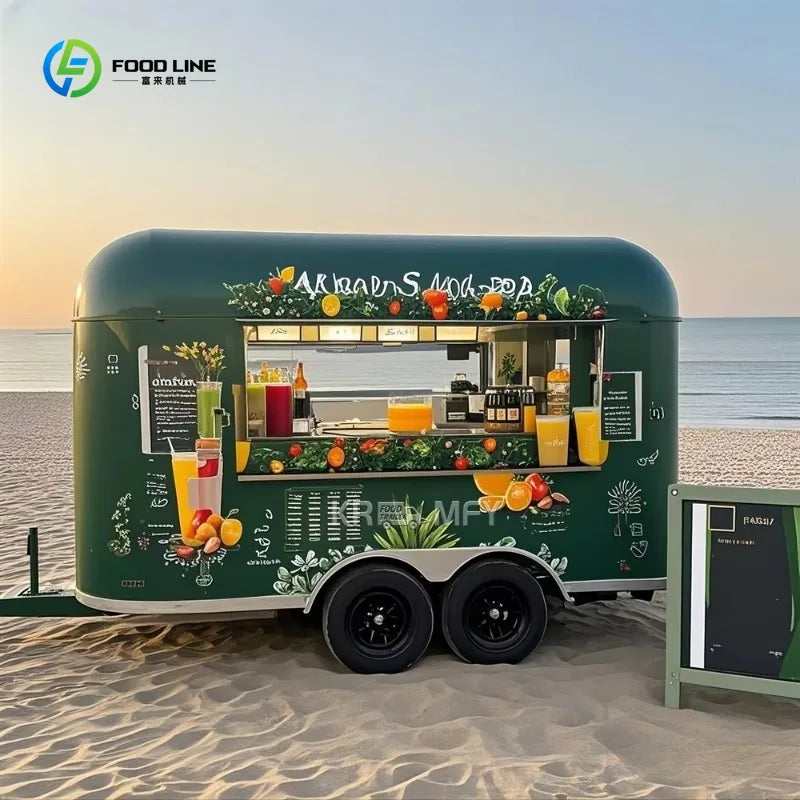 2025 Chinese Mobile Fast Kitchen With Full Equipments Street Cart Stainless Steel Food Truck Coffee For Sale Usa