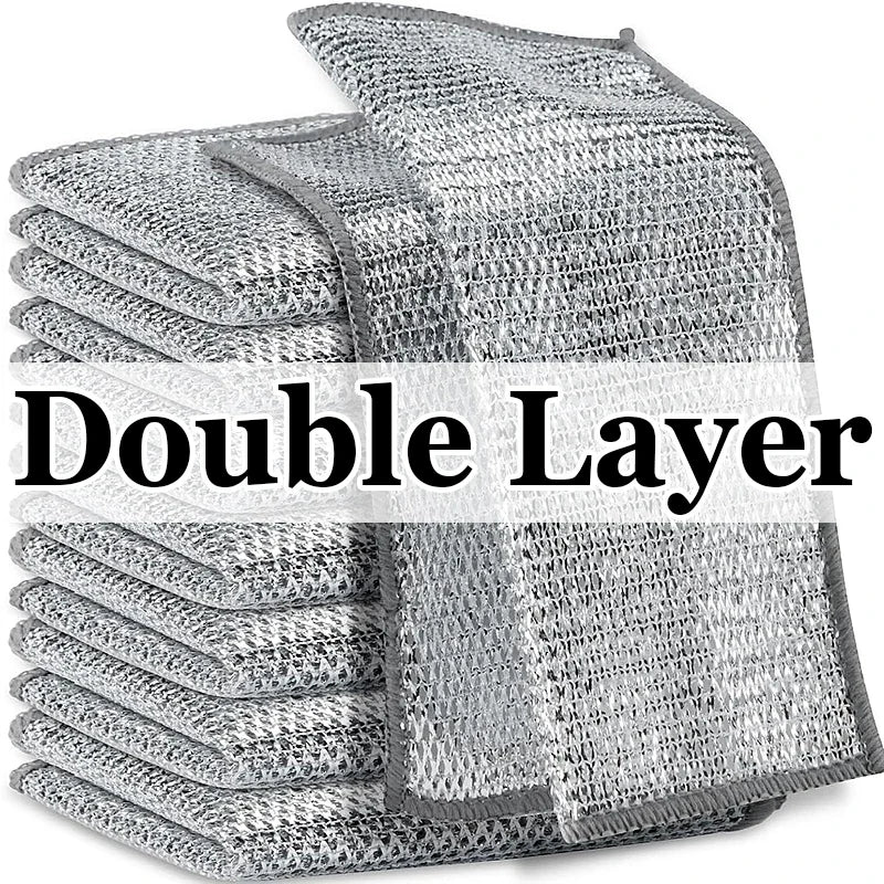 10-100pcs Steel Wire Rags Cloth Home Kitchen Pot Pan Dishwashing Double-sided Dishcloth Cleaning Cloths Scrubber Towel Wholesale