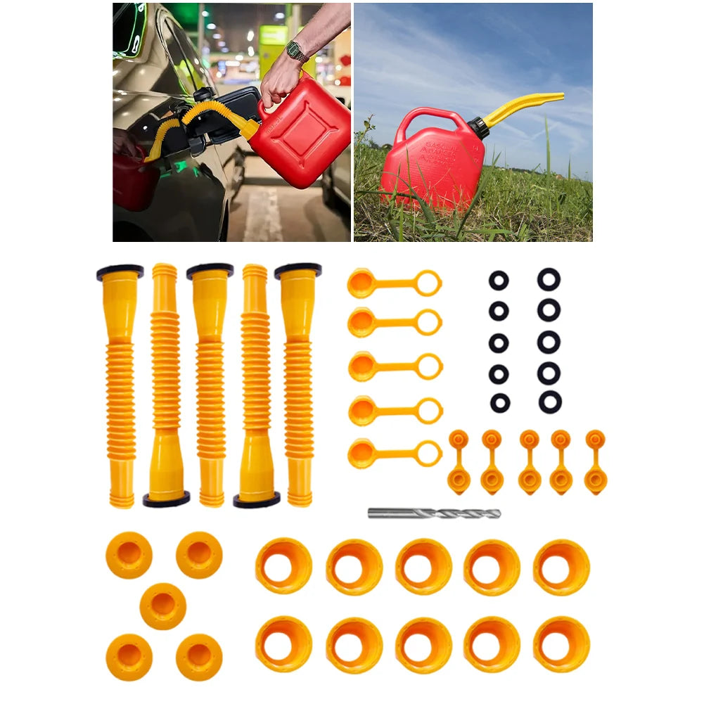 1/3/4/5 Set Gas Can Spout with Screw Collar Caps Anti Spill Gas Tank Nozzle Replacement Gas Can Spouts for Most 1/2/5/10 Gal Can