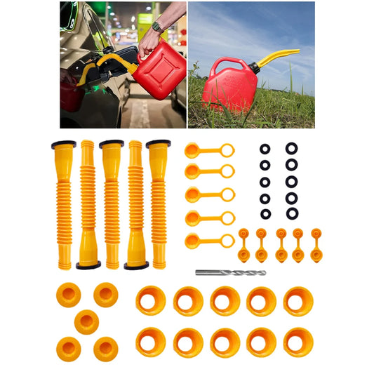1/3/4/5 Set Gas Can Spout with Screw Collar Caps Anti Spill Gas Tank Nozzle Replacement Gas Can Spouts for Most 1/2/5/10 Gal Can
