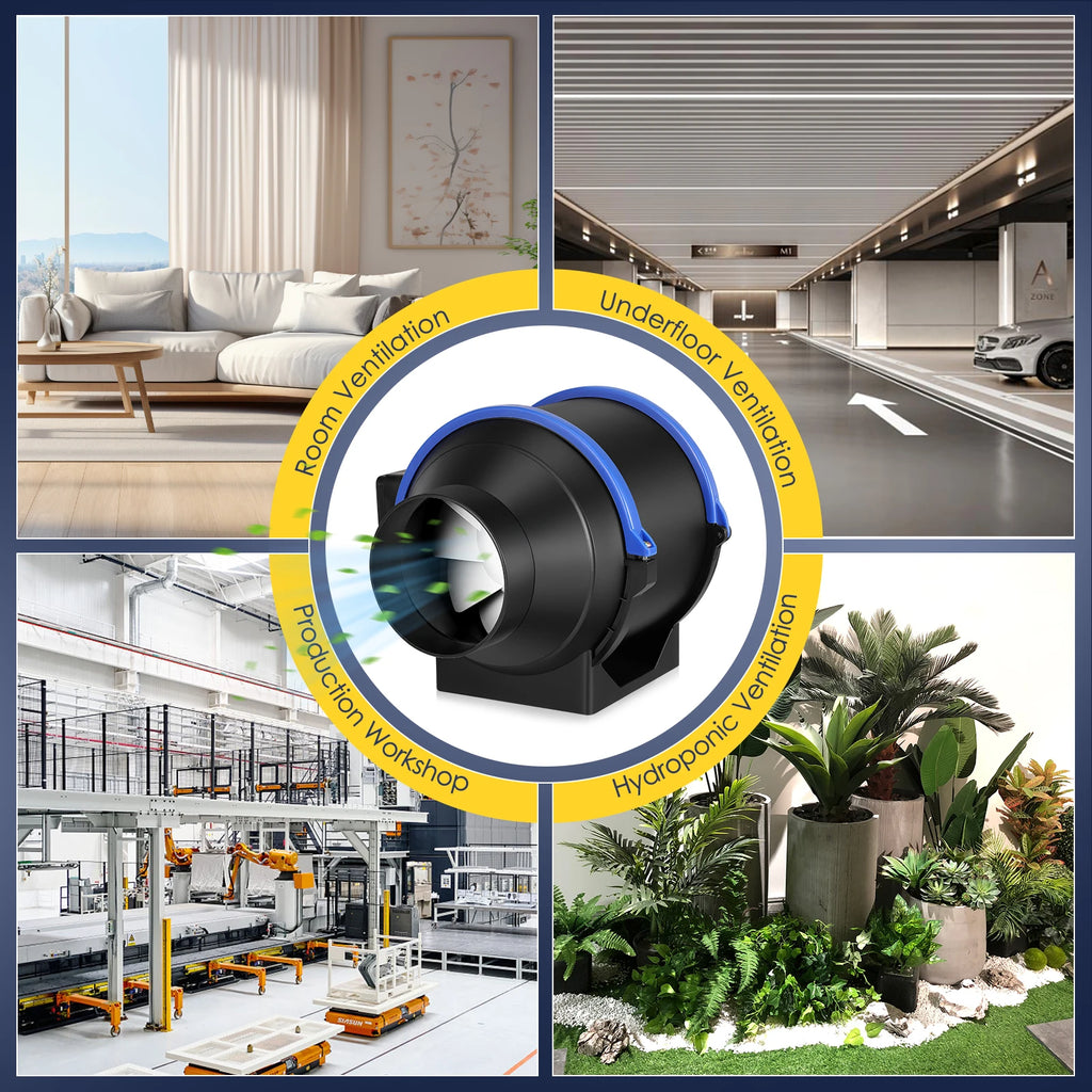 4 Speed Pipe Exhaust Fan 100/150 mm Inline Duct Fan Extractor Low Noise Air Ventilator Bathroom Toilet Wall Fan Duct Fan 220V EU