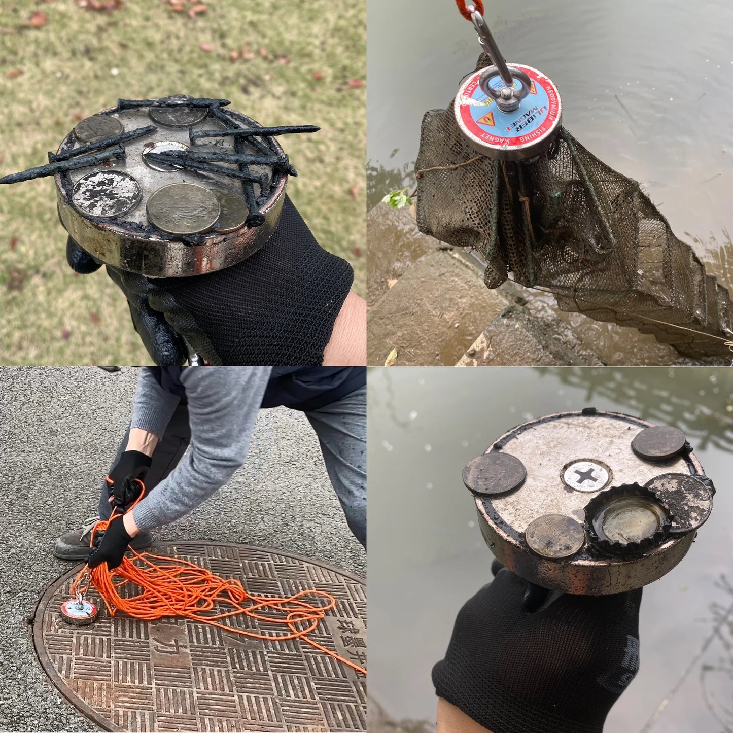 400BLS  Strong Lifting N52 Permanent Magnets Fishing Magnet 20m Rope Grapping Hook Option Magnetic Material Ring Metal