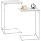 C-Shaped End Table 2-Pack - Sliding Metal Frame Sofa/Bedside Tables, Space-Saving Tall Side Tables for Living Room/Bedroom