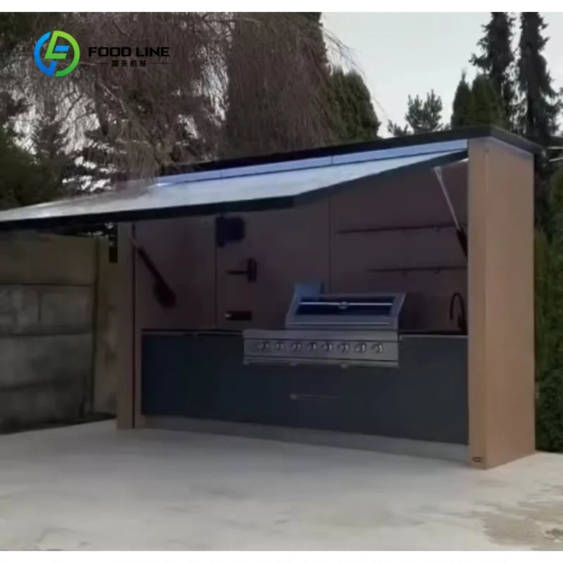 Customized Electric Grills Stainless Steel Outdoor Kitchen Trailer Island with Modular Cabinet and Sink