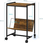 Record player stand, turntable stand with wheels, bedside table, record player table with album storage rack