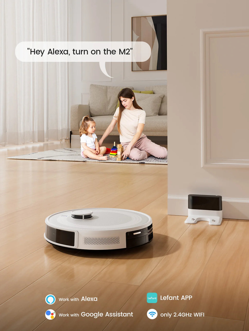 LEFANT M2 Robot Vacuum Cleaner, Laser Navigation dToF, 6000Pa, Anti-Tangle, Selected Area Cleaning, Ideal for Pet Hair, Carpets