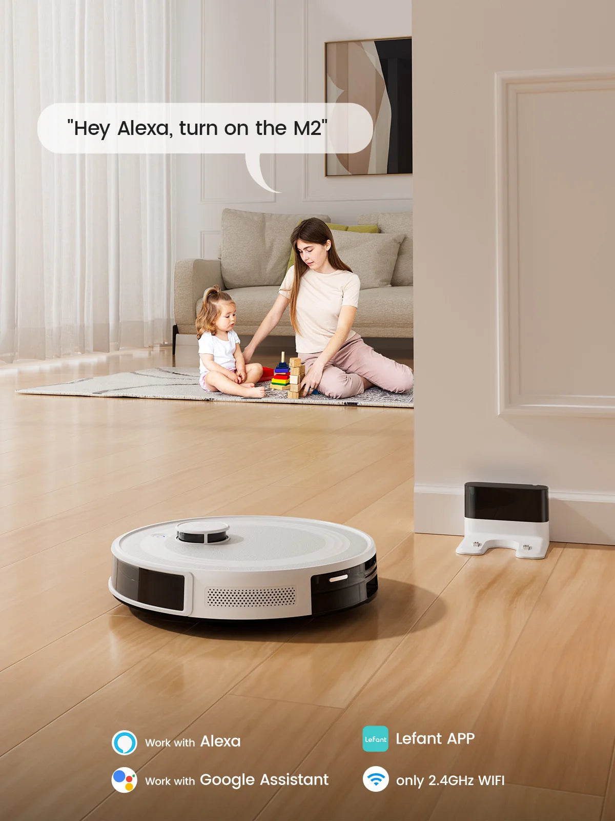 LEFANT M2 Robot Vacuum Cleaner, Laser Navigation dToF, 6000Pa, Anti-Tangle, Selected Area Cleaning, Ideal for Pet Hair, Carpets