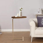C Shaped End Table Side Table Small Gold Sofa Table Couch Snack Table Unique Almond Tabletop Home Decor 18x12inch