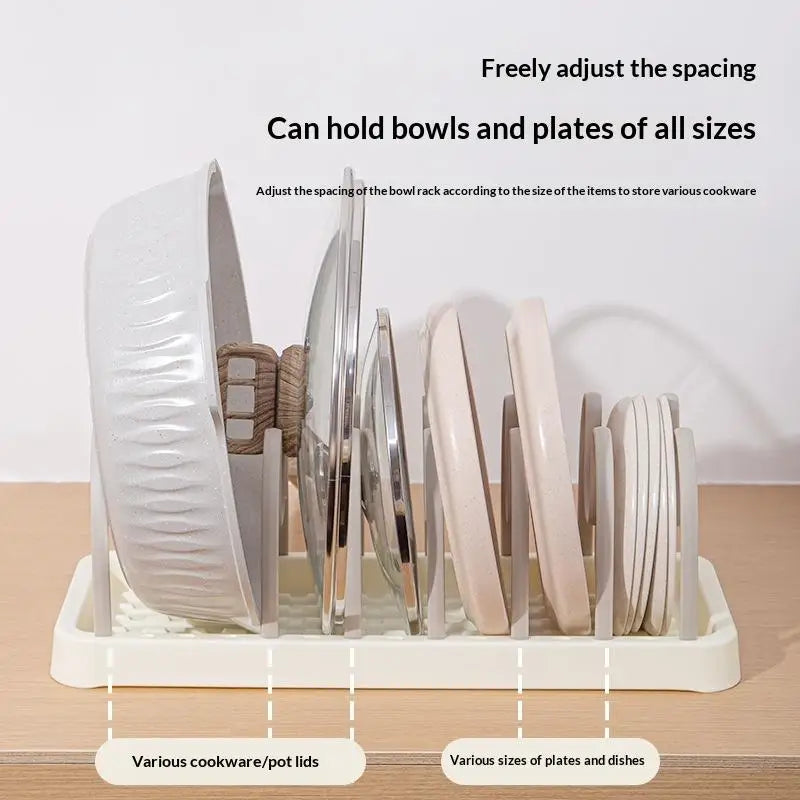 Kitchen Plate Holder Adjustable Multi Functional Tableware Storage Rack for Space Optimization