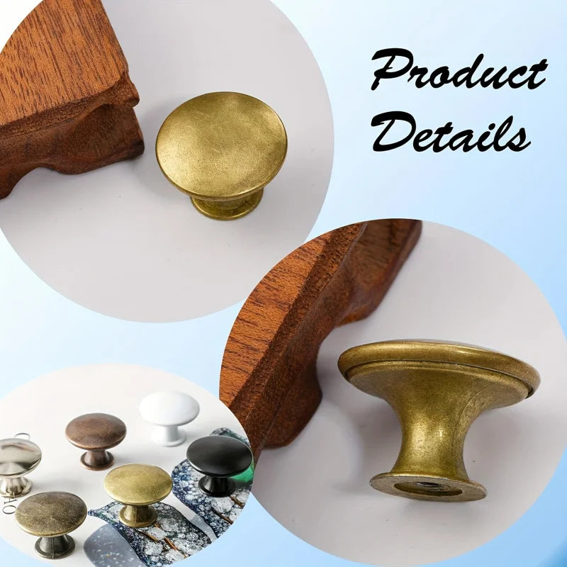 6-piece brass round antique brass kitchen cabinet knob cabinet door handle drawer handle dresser knob with screws door hardware